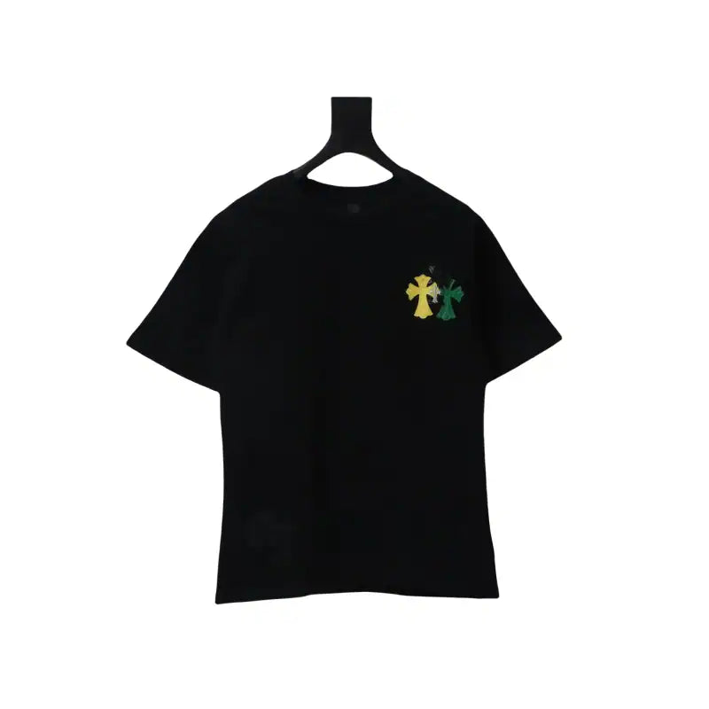 Chrome Hearts CH Colorful Leather Label Cross T-shirt Black – CHS007