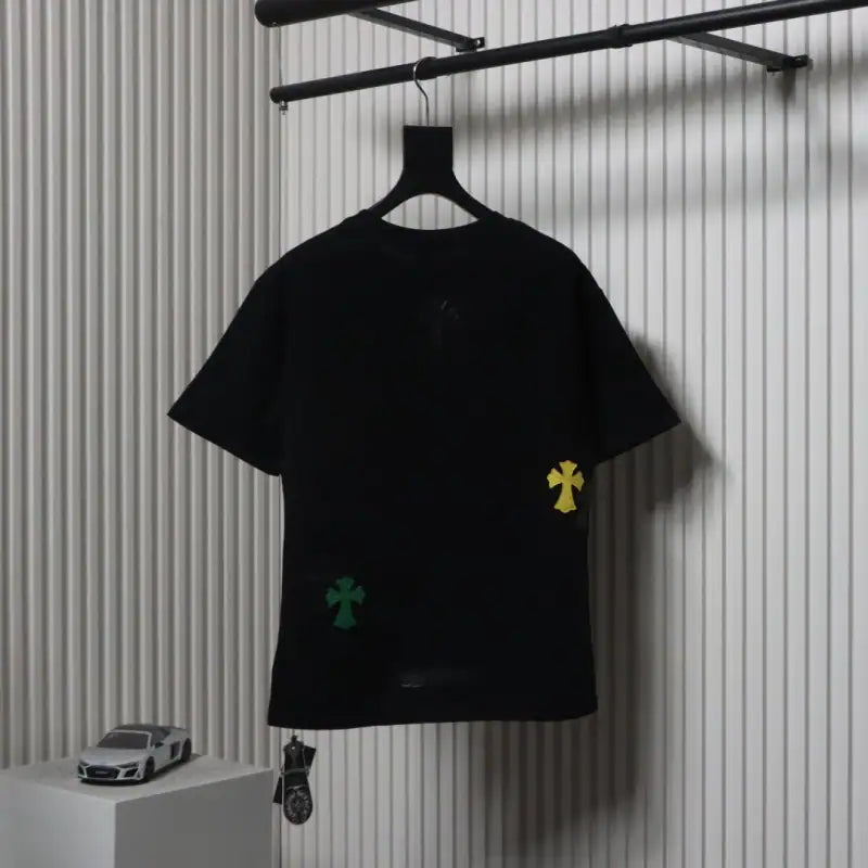 Chrome Hearts CH Colorful Leather Label Cross T-shirt Black – CHS007