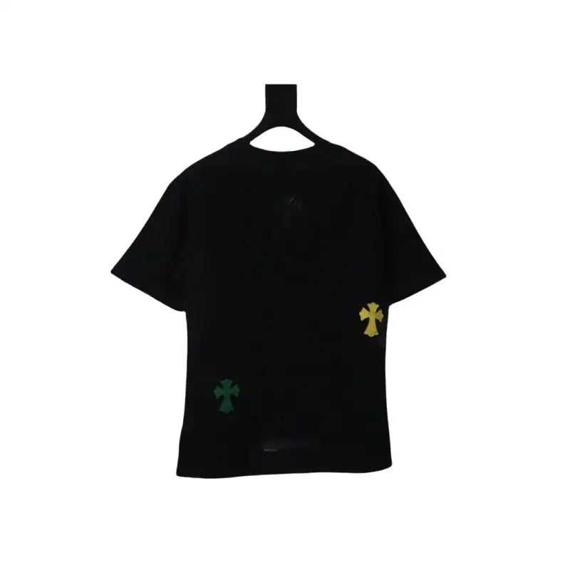 Chrome Hearts CH Colorful Leather Label Cross T-shirt Black – CHS007