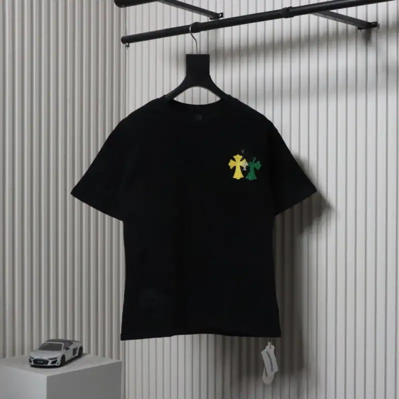 Chrome Hearts CH Colorful Leather Label Cross T-shirt Black – CHS007