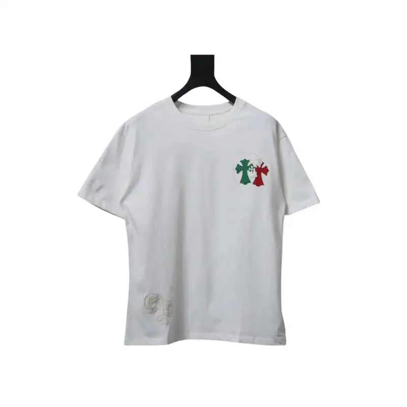 Chrome Hearts CH Colorful Leather Label Cross T-shirt White – CHS008