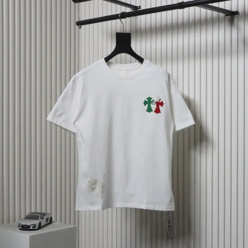Chrome Hearts CH Colorful Leather Label Cross T-shirt White – CHS008