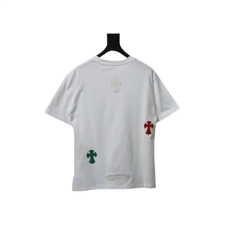 Chrome Hearts CH Colorful Leather Label Cross T-shirt White – CHS008