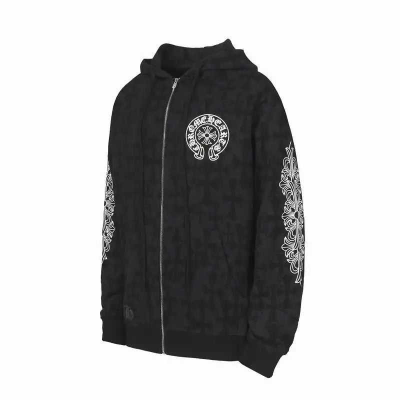 Chrome Hearts Cross Flower Arm Zipper Hoodie 24SS Black – CHK004