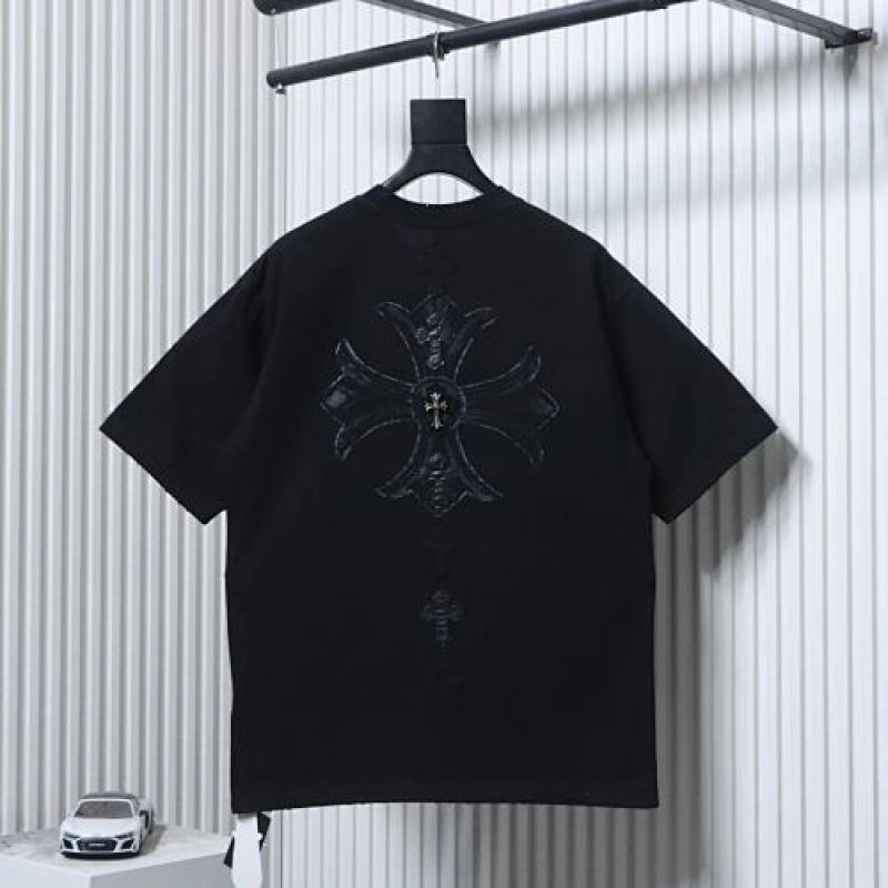 Chrome Hearts Cross Leather Patch & Tape Logo T-Shirt Black – CHS111