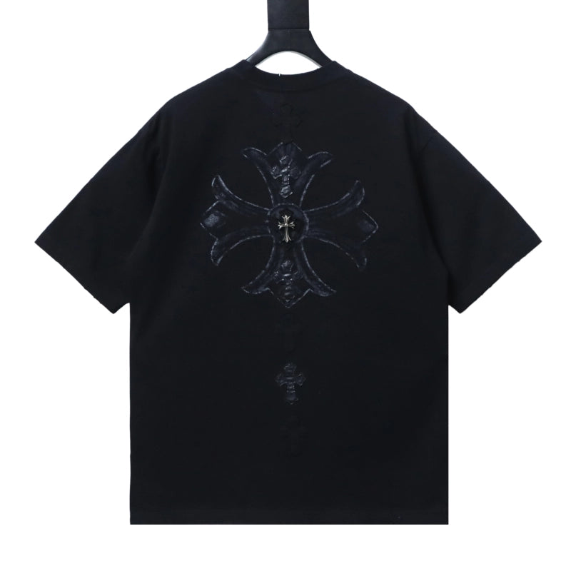 Chrome Hearts Cross Leather Patch & Tape Logo T-Shirt Black – CHS111