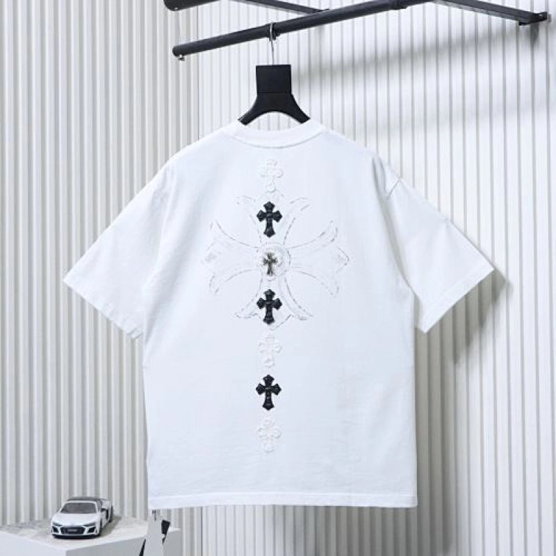 Chrome Hearts Cross Leather Patch & Tape Logo T-Shirt White – CHS114