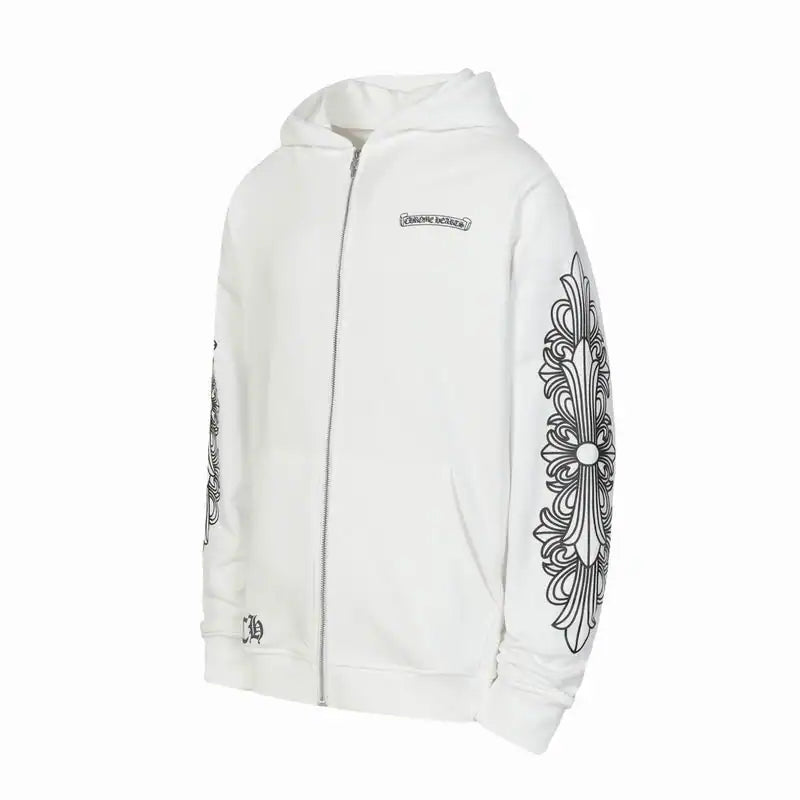 Chrome Hearts Dagger Eyechart Zip-Up Hoodie Black/White – CHK040