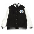 Chrome Hearts Embroidered Blue and White Cross Baseball Jacket (Black and White) – CHC005