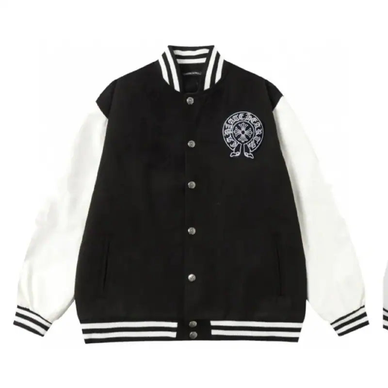 Chrome Hearts Embroidered Cross Baseball Jacket Black and White – CHC004