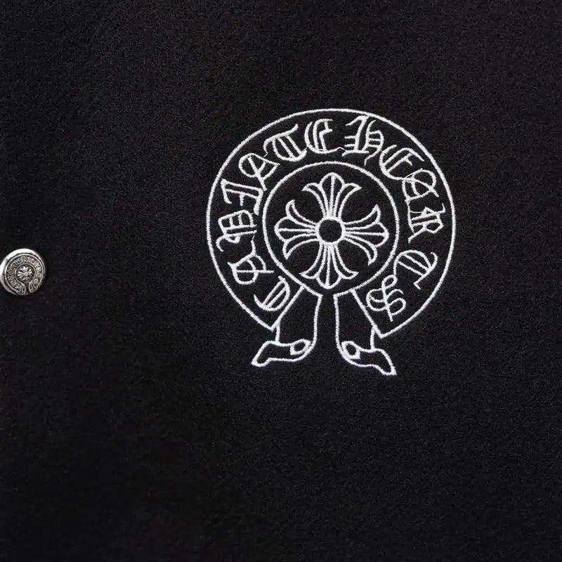 Chrome Hearts Embroidered Cross Baseball Jacket Black and White – CHC004