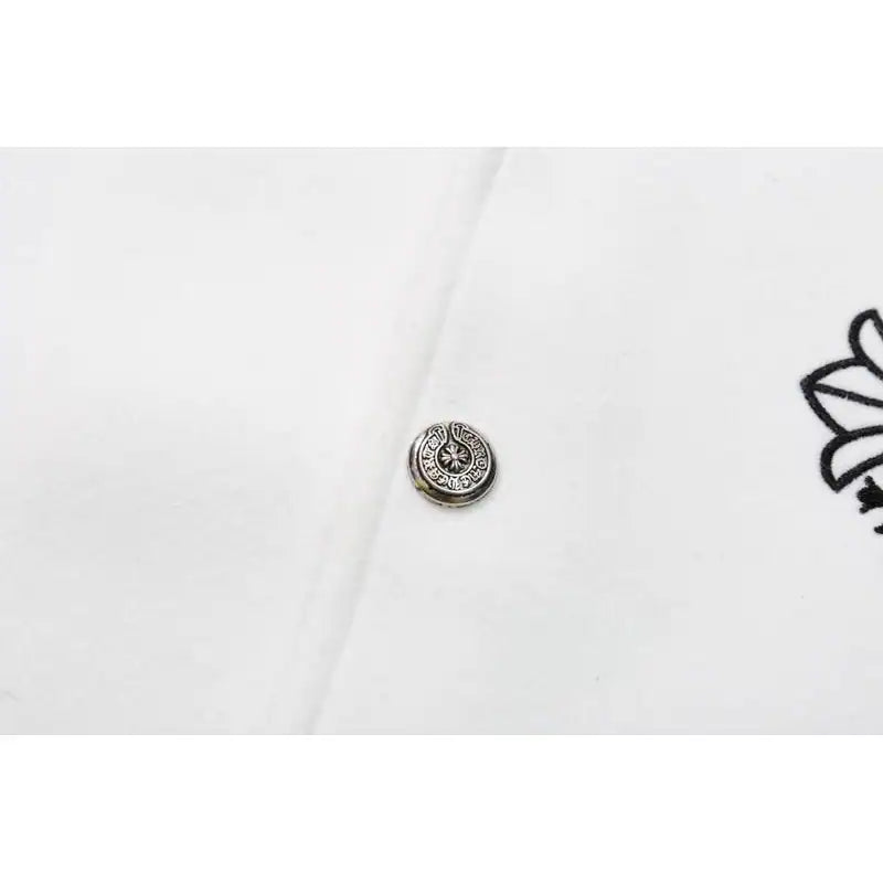 Chrome Hearts Embroidered Letter Wool Patchwork Baseball Jacket Gray and White – CHC002