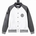 Chrome Hearts Embroidered Letter Wool Patchwork Baseball Jacket Gray and White – CHC002