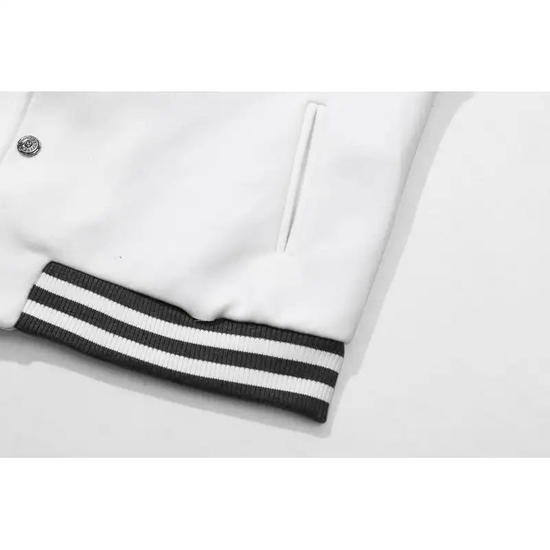 Chrome Hearts Embroidered Letter Wool Patchwork Baseball Jacket Gray and White – CHC002
