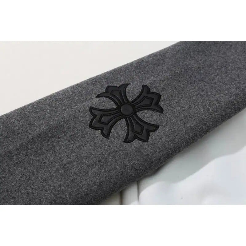 Chrome Hearts Embroidered Letter Wool Patchwork Baseball Jacket Gray and White – CHC002