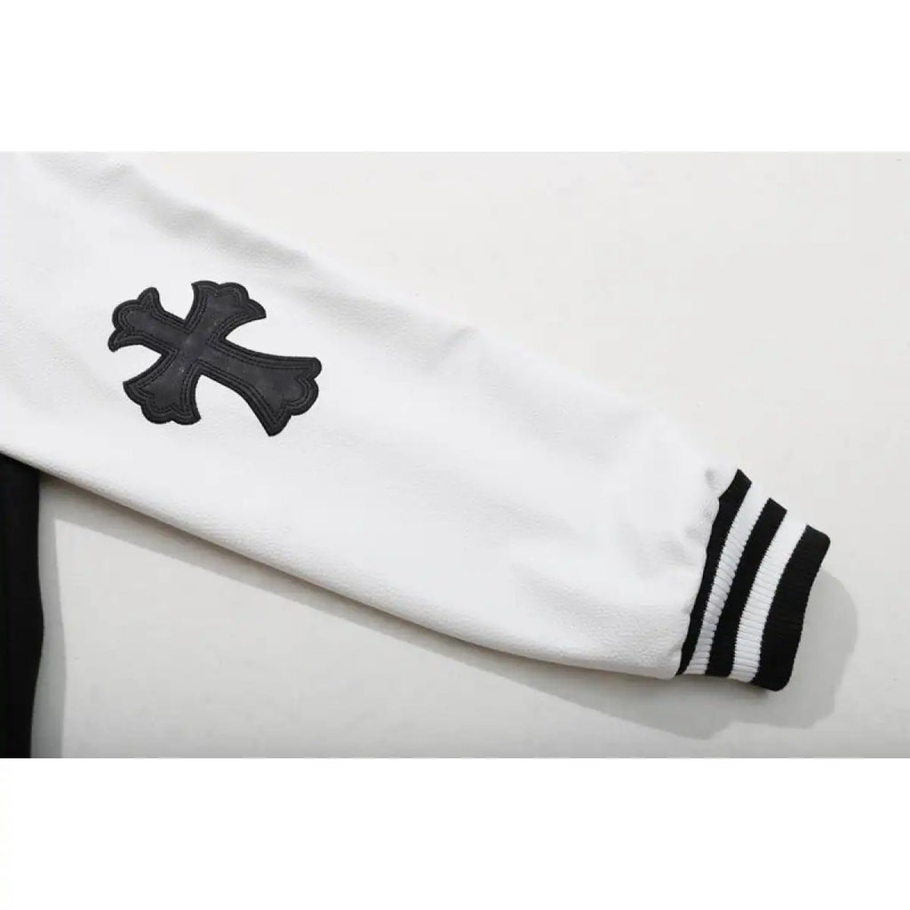 Chrome Hearts Embroidered Logo Patchwork Jacket (Black and White) – CHC006