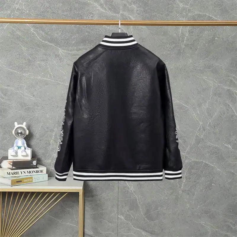 Chrome Hearts Embroidered Sleeve Varsity Baseball Jacket Black – CHC003