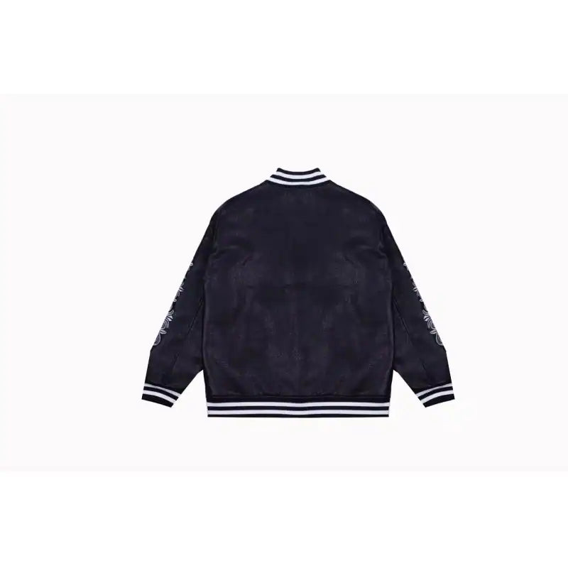 Chrome Hearts Embroidered Sleeve Varsity Baseball Jacket Black – CHC003
