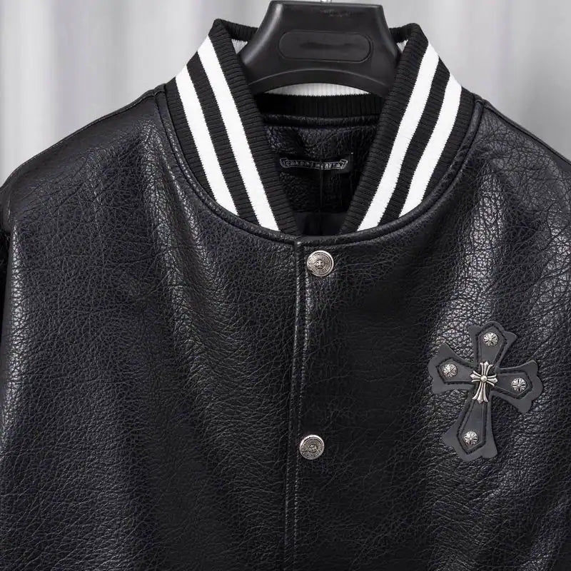 Chrome Hearts Embroidered Sleeve Varsity Baseball Jacket Black – CHC003