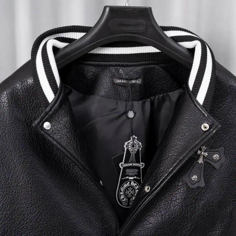 Chrome Hearts Embroidered Sleeve Varsity Baseball Jacket Black – CHC003