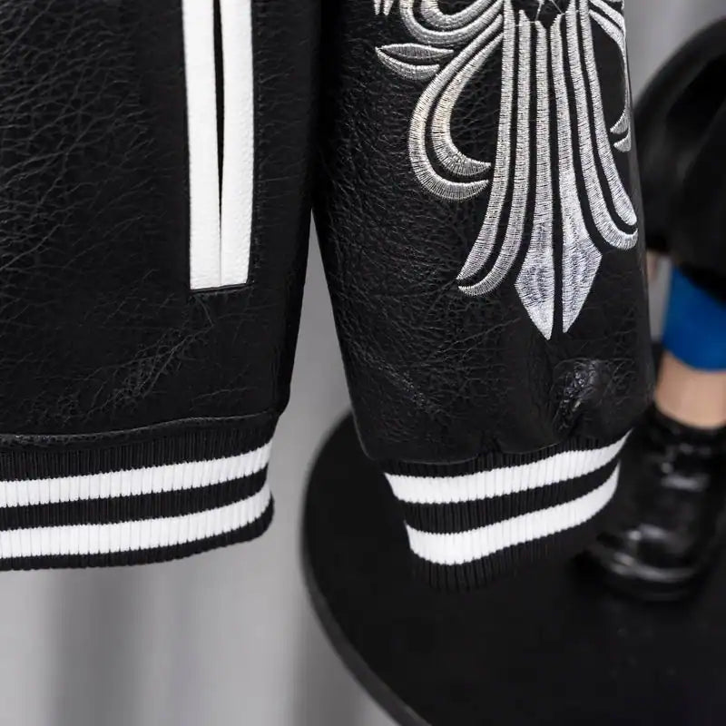 Chrome Hearts Embroidered Sleeve Varsity Baseball Jacket Black – CHC003