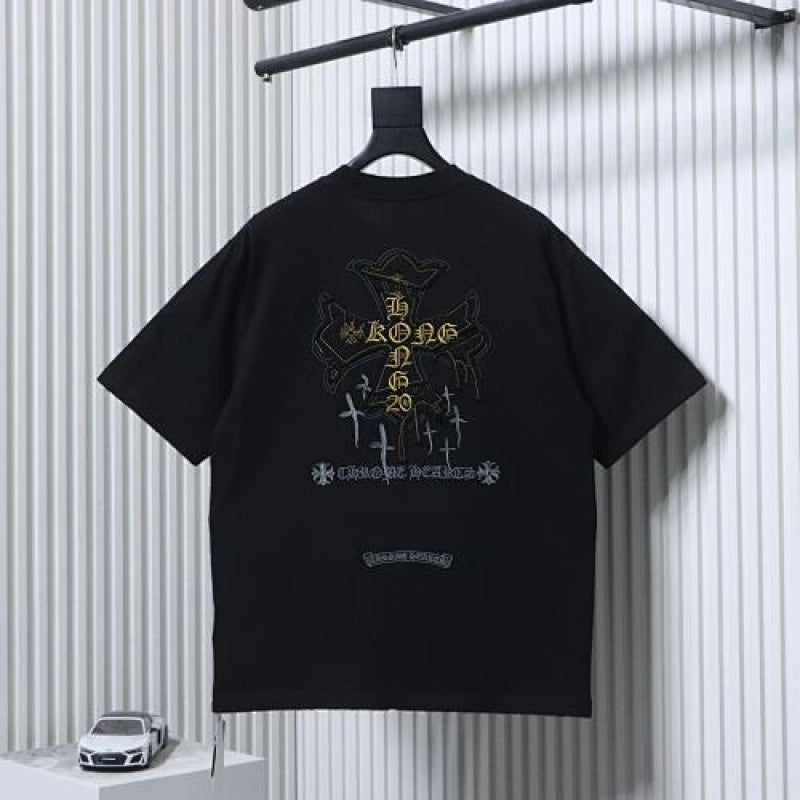 Chrome Hearts Heavy-Embroidered Sanskrit Cross T-Shirt Black – CHS110