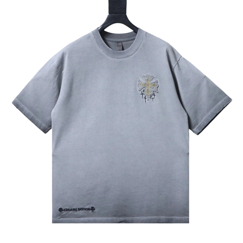 Chrome Hearts Heavy-Embroidered Sanskrit Cross T-Shirt Gray – CHS109