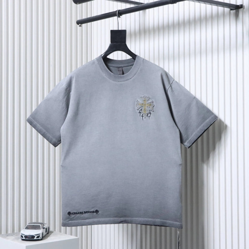Chrome Hearts Heavy-Embroidered Sanskrit Cross T-Shirt Gray – CHS109