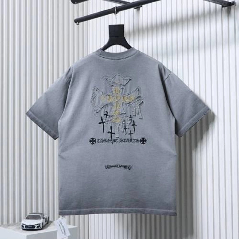 Chrome Hearts Heavy-Embroidered Sanskrit Cross T-Shirt Gray – CHS109