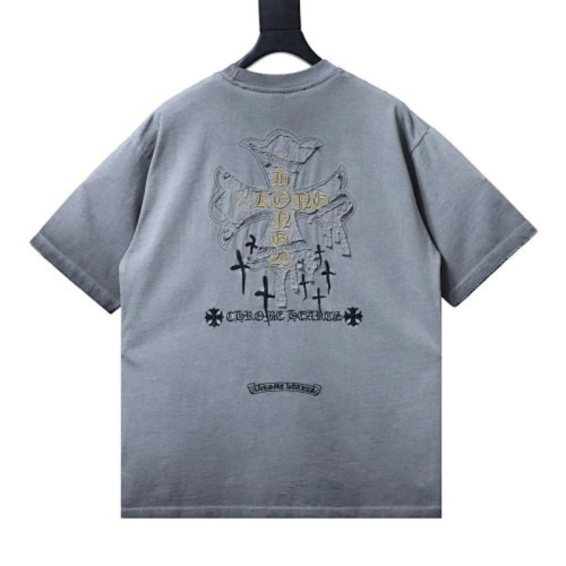 Chrome Hearts Heavy-Embroidered Sanskrit Cross T-Shirt Gray – CHS109