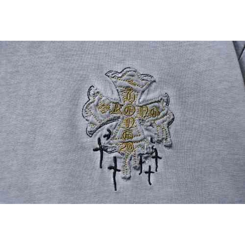 Chrome Hearts Heavy-Embroidered Sanskrit Cross T-Shirt Gray – CHS109