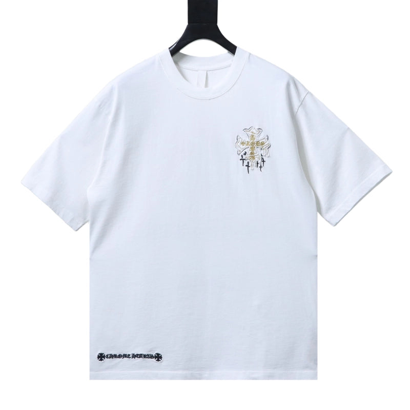Chrome Hearts Heavy-Embroidered Sanskrit Cross T-Shirt White – CHS108