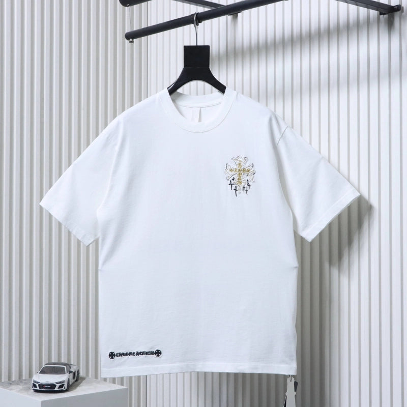 Chrome Hearts Heavy-Embroidered Sanskrit Cross T-Shirt White – CHS108