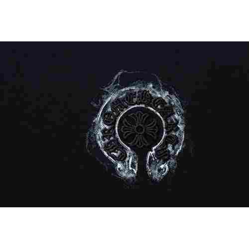 Chrome Hearts Horseshoe Embroidery Smoke-Effect Ink Splatter Washed & Distressed T-Shirt Black – CHS101