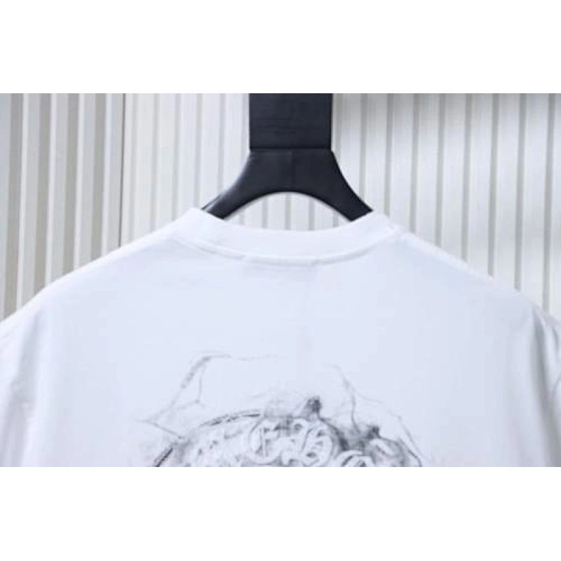 Chrome Hearts Horseshoe Embroidery Smoke-Effect Ink Splatter Washed & Distressed T-Shirt White – CHS102