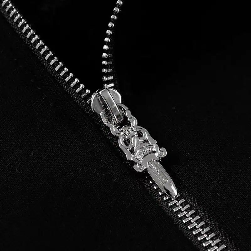 Chrome Hearts Horseshoe Floral Cross-Sleeve Zip Up Hoodie Black White – CHK003