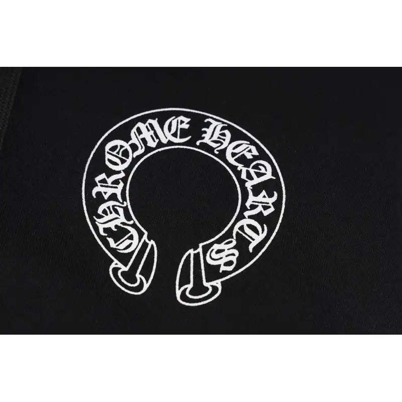 Chrome Hearts Horseshoe Floral Cross-Sleeve Zip Up Hoodie Black White – CHK003