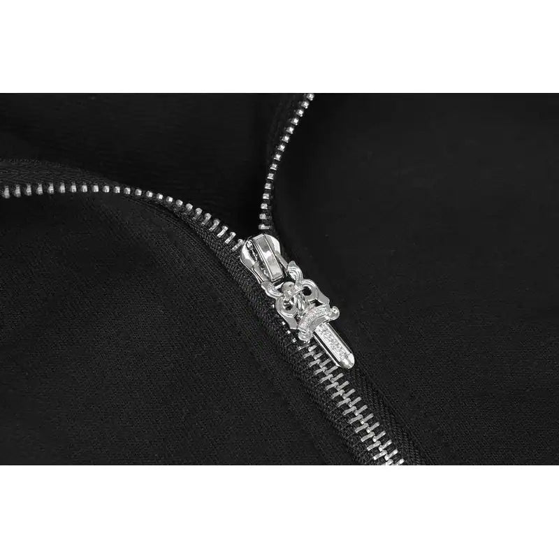Chrome Hearts Horseshoe Logo Zip Up Hoodie Black – CHK032