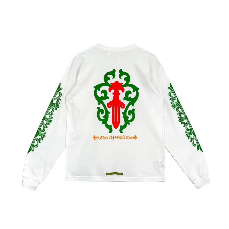 Chrome Hearts LA Exclusive Dagger Logo Long Sleeve White Tshirt – CHK048