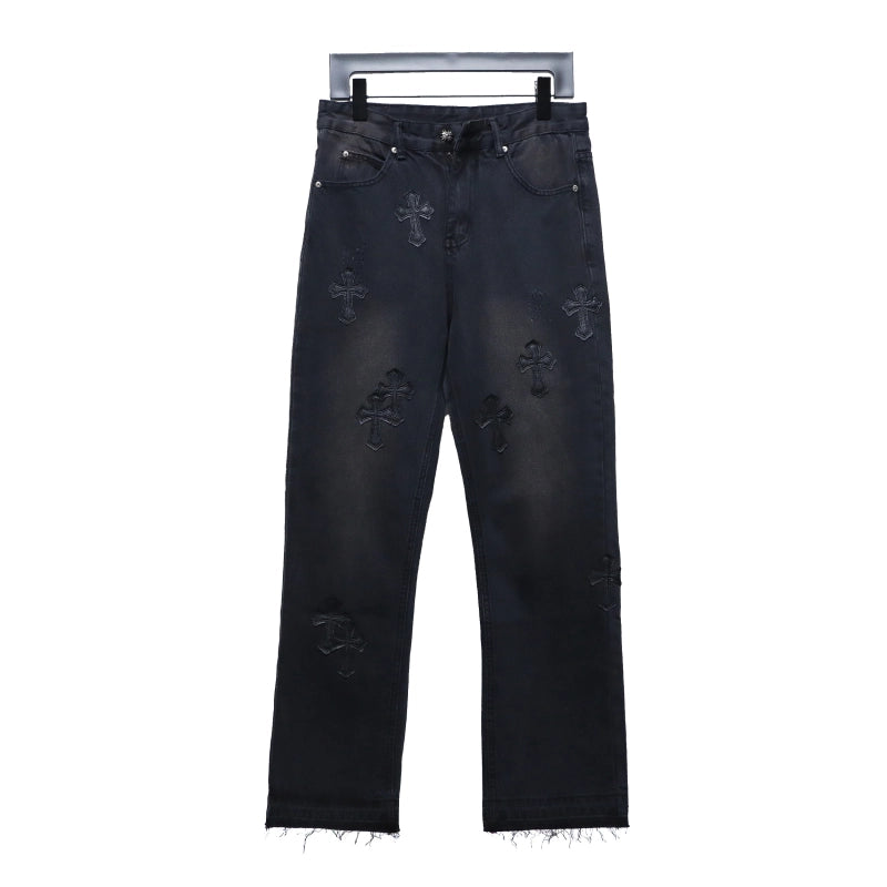 Chrome Hearts Leather Black Cross Jeans – CHJ019