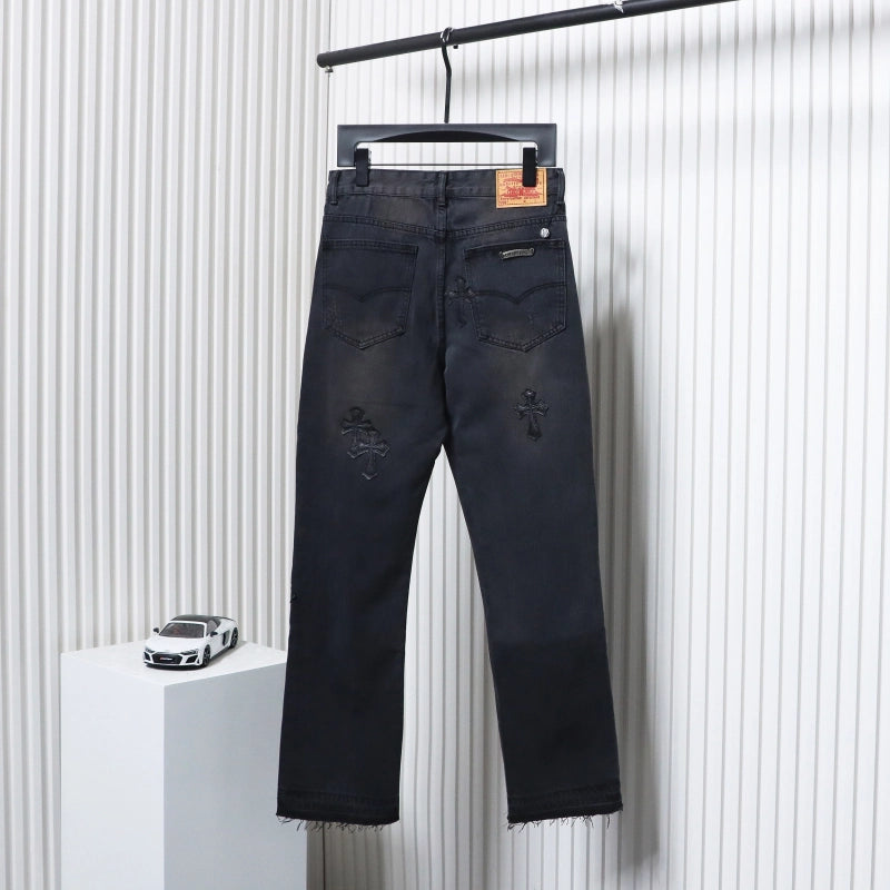 Chrome Hearts Leather Black Cross Jeans – CHJ019