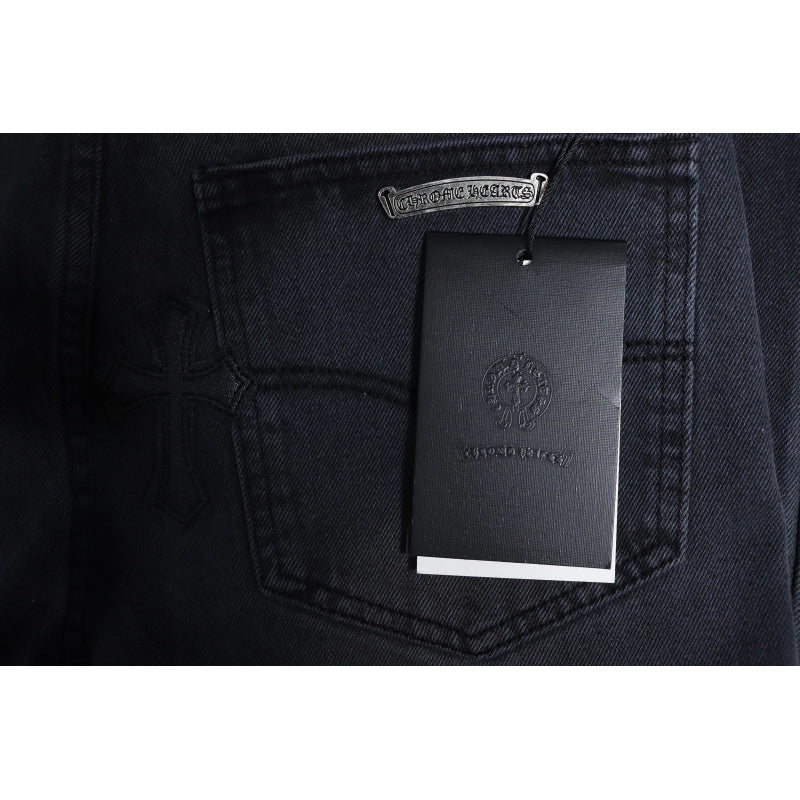 Chrome Hearts Leather Black Cross Jeans – CHJ019