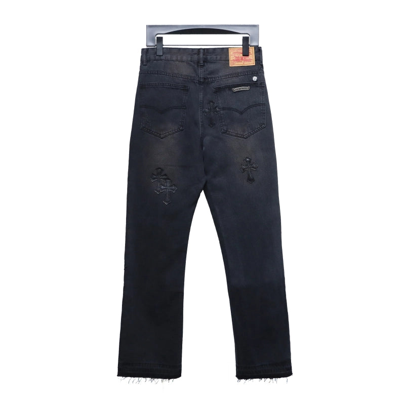 Chrome Hearts Leather Black Cross Jeans – CHJ019