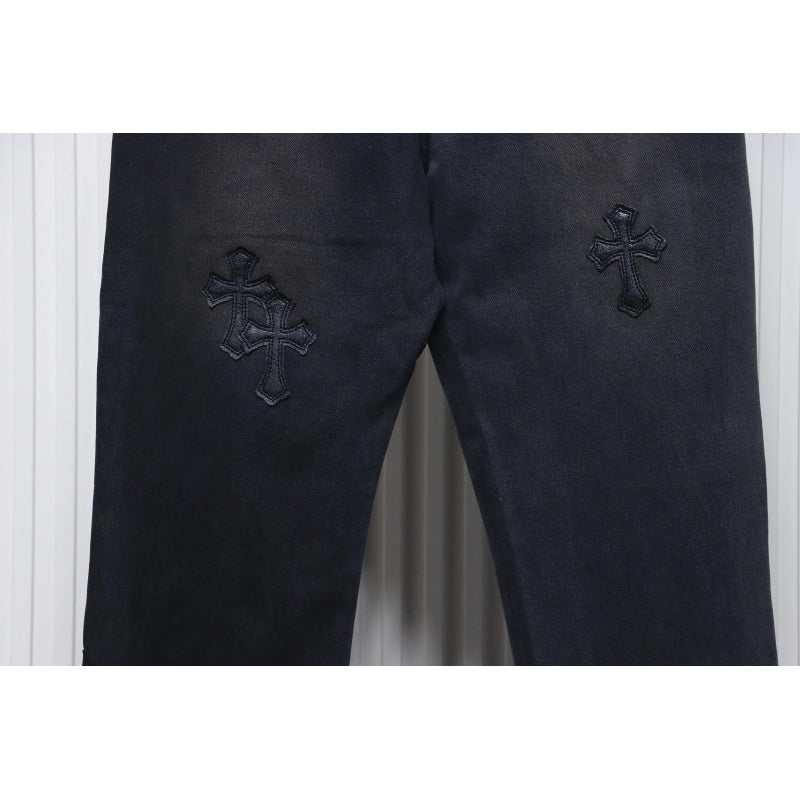Chrome Hearts Leather Black Cross Jeans – CHJ019