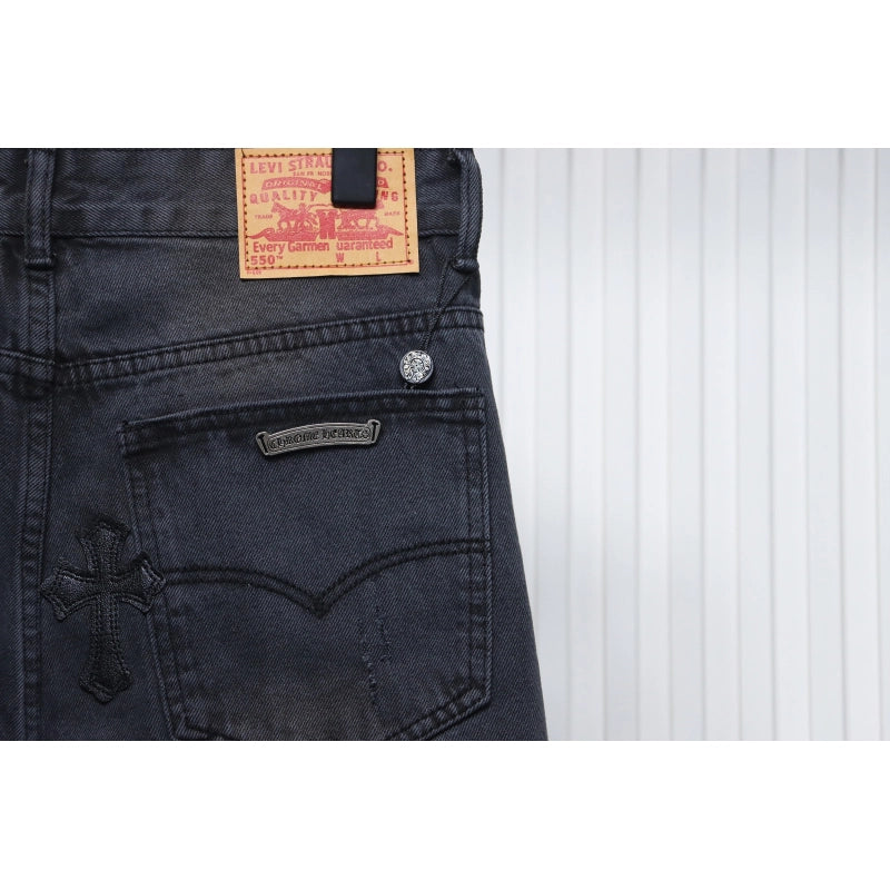 Chrome Hearts Leather Black Cross Jeans – CHJ019