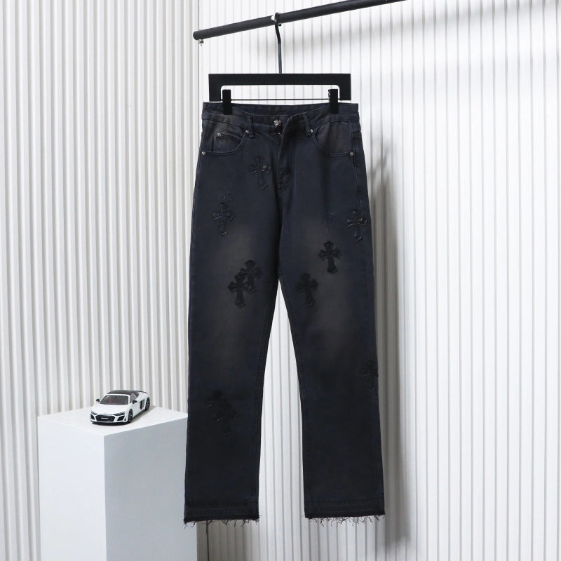 Chrome Hearts Leather Black Cross Jeans – CHJ019