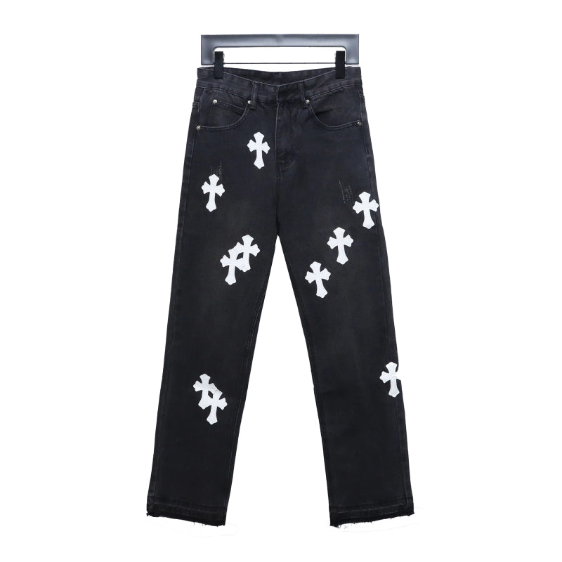 Chrome Hearts Leather White Cross Jeans – CHJ030