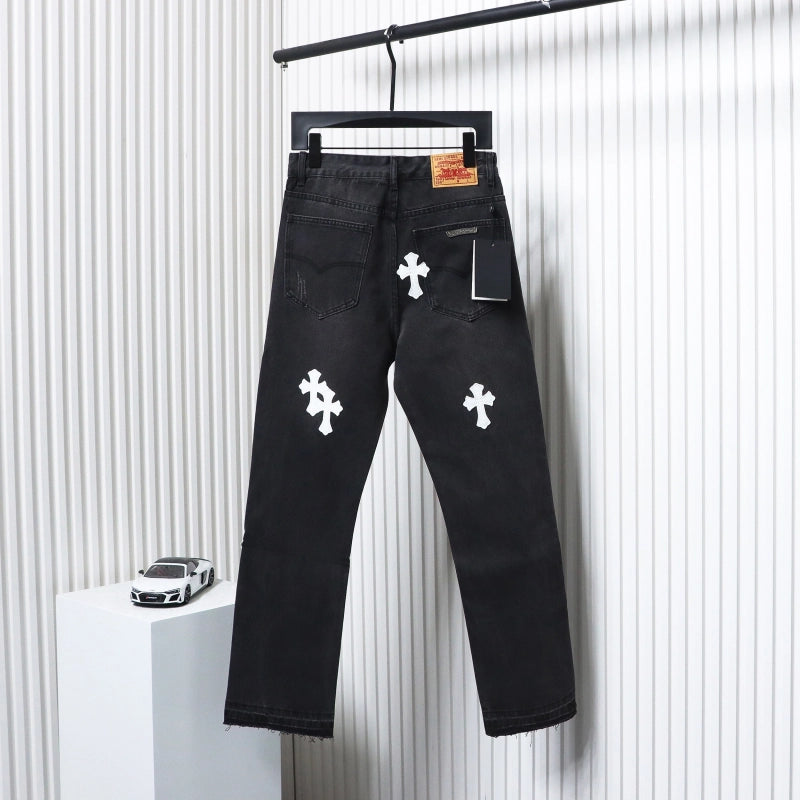 Chrome Hearts Leather White Cross Jeans – CHJ030