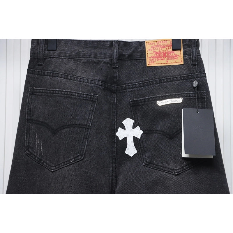 Chrome Hearts Leather White Cross Jeans – CHJ030