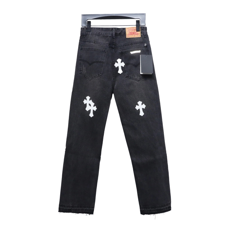 Chrome Hearts Leather White Cross Jeans – CHJ030